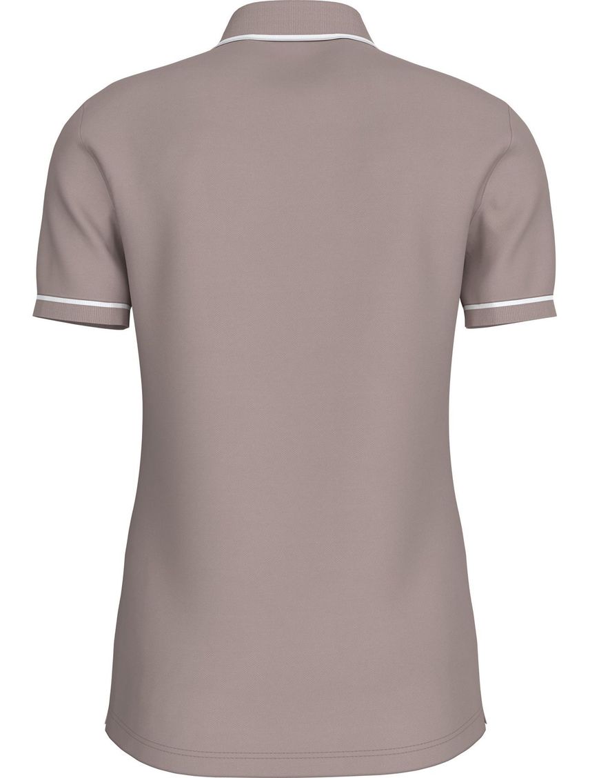 Polo rosado slim con ribete en contraste