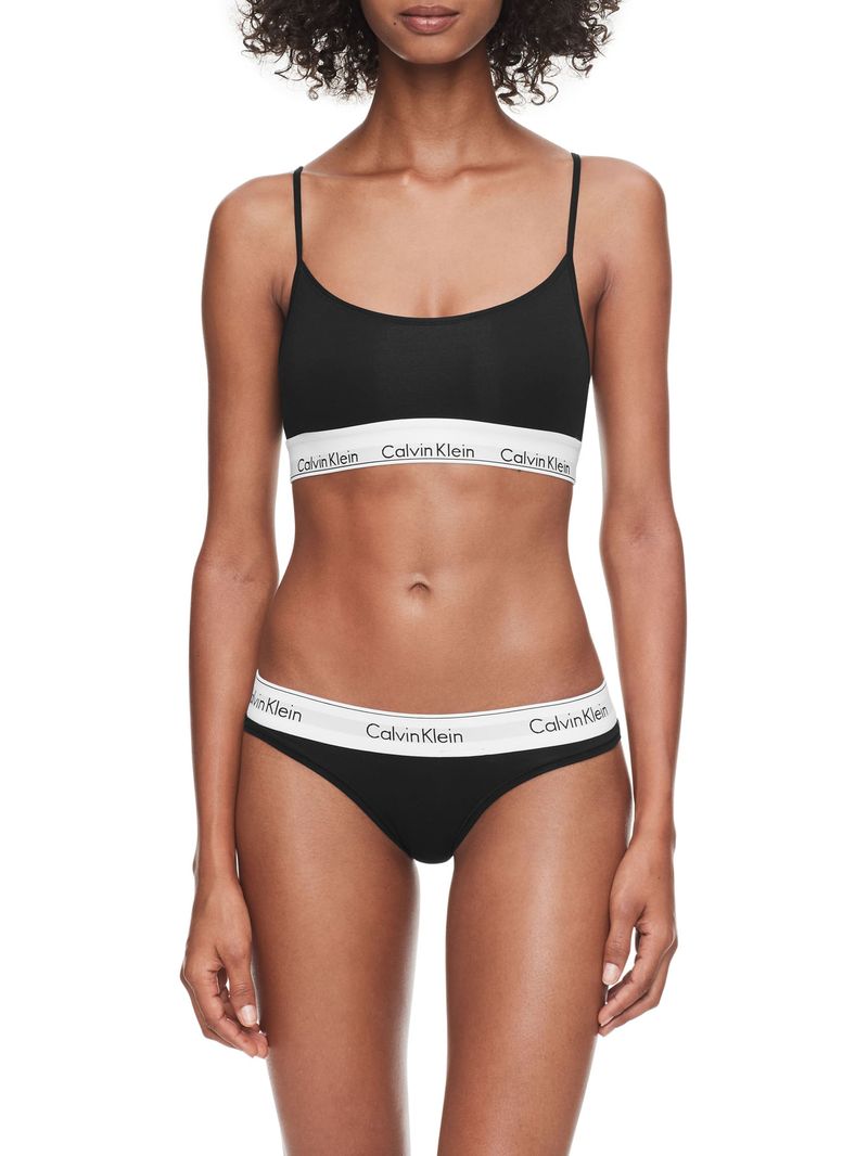 Panties Negro Algodón Tanga Mujer Calvin Klein