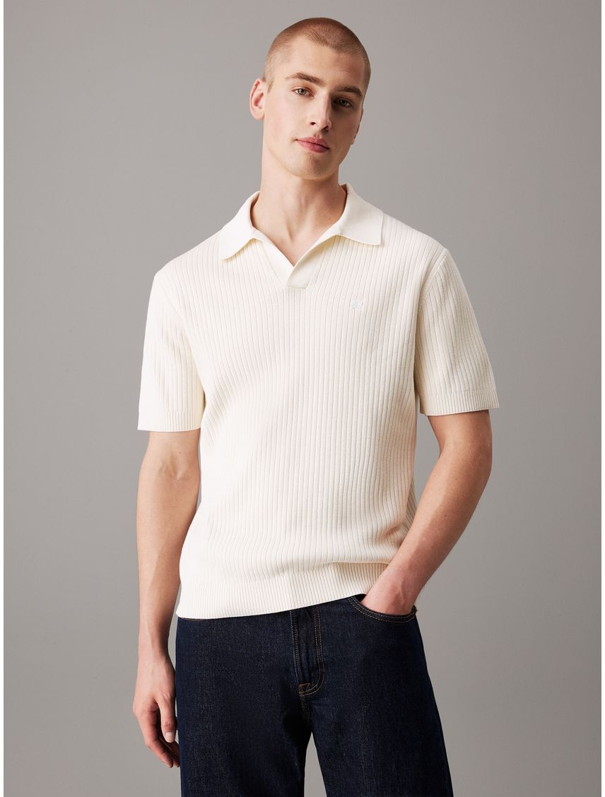 Saco Blanco Manga Corta Linear Para Hombre