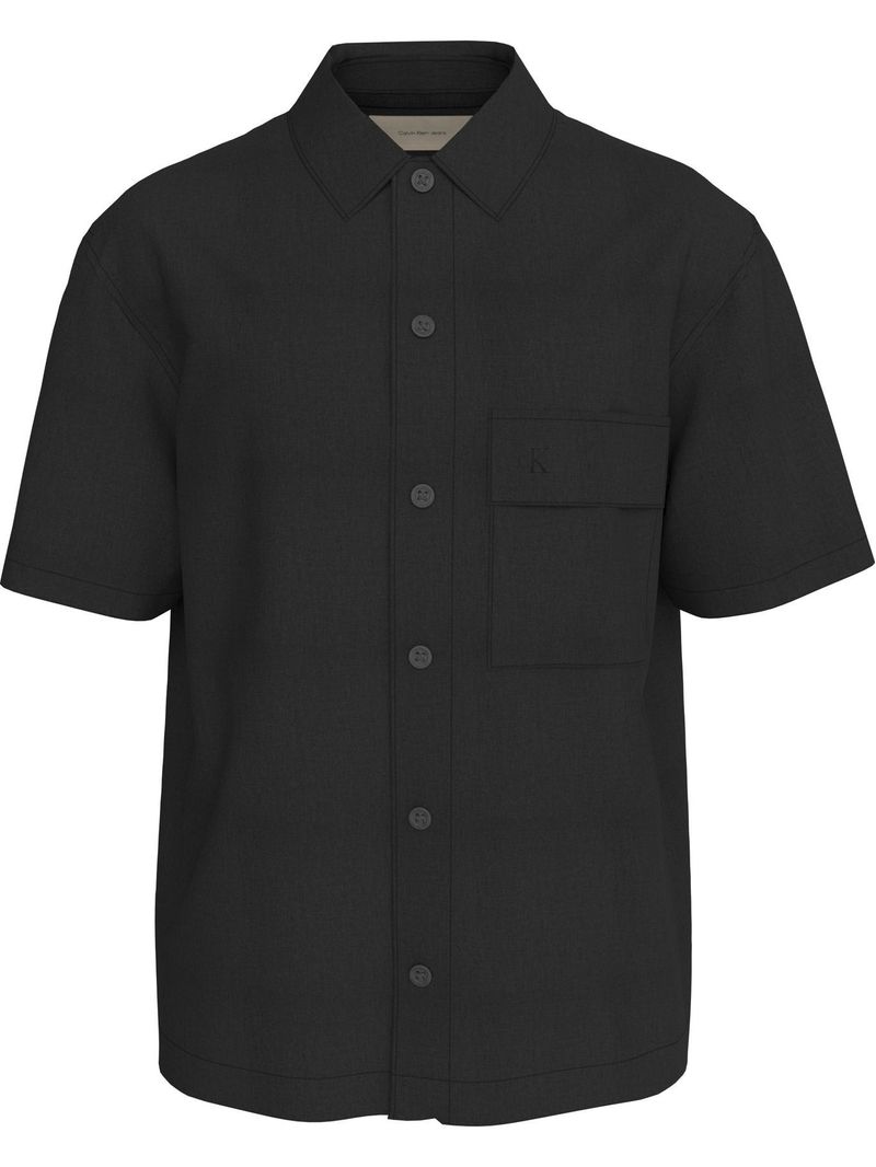 Camisa negra manga corta de lino