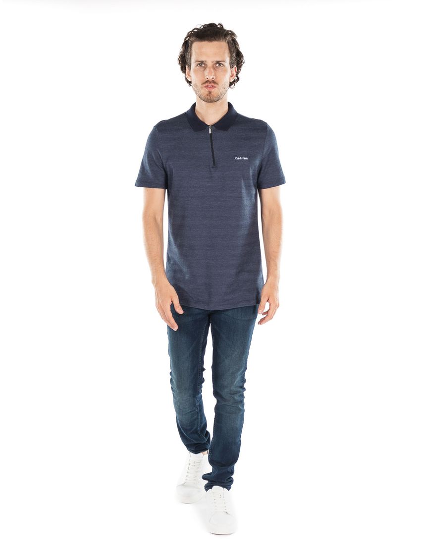 Polo azul iconic con cremallera