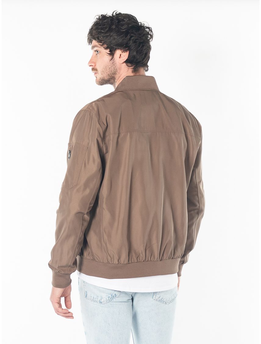 Chaqueta Café Con Cremallera Para Hombre