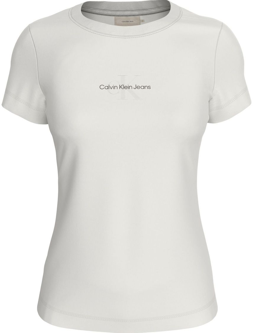Camiseta blanca slim con logotipo tonal