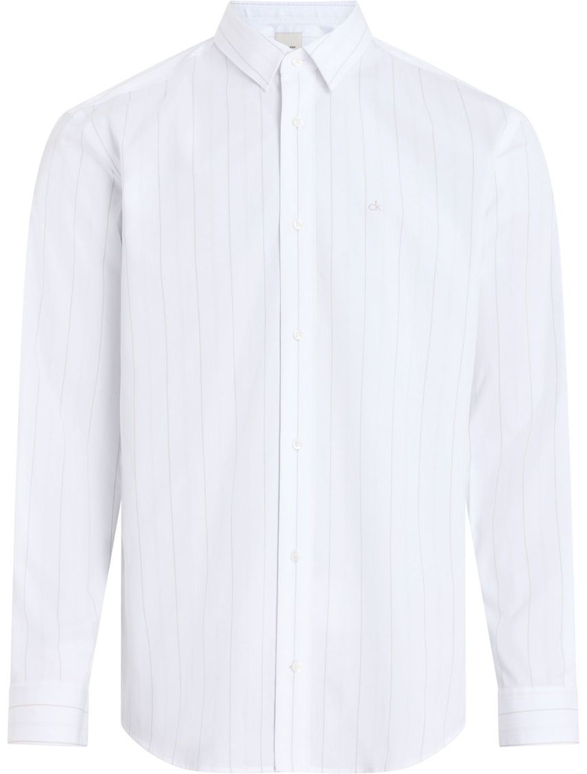 Camisa blanca poplin con multi rayas