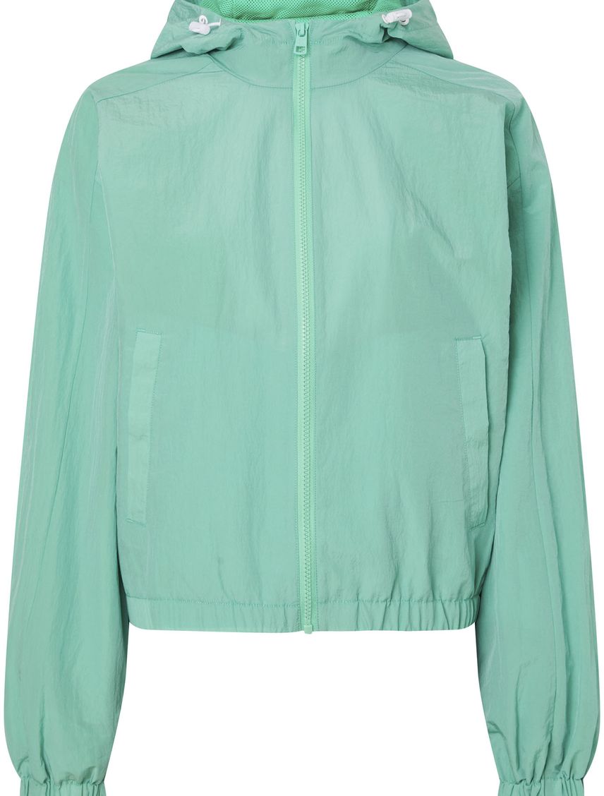 Chaqueta Verde Con Gorro Y Cierre Para Mujer