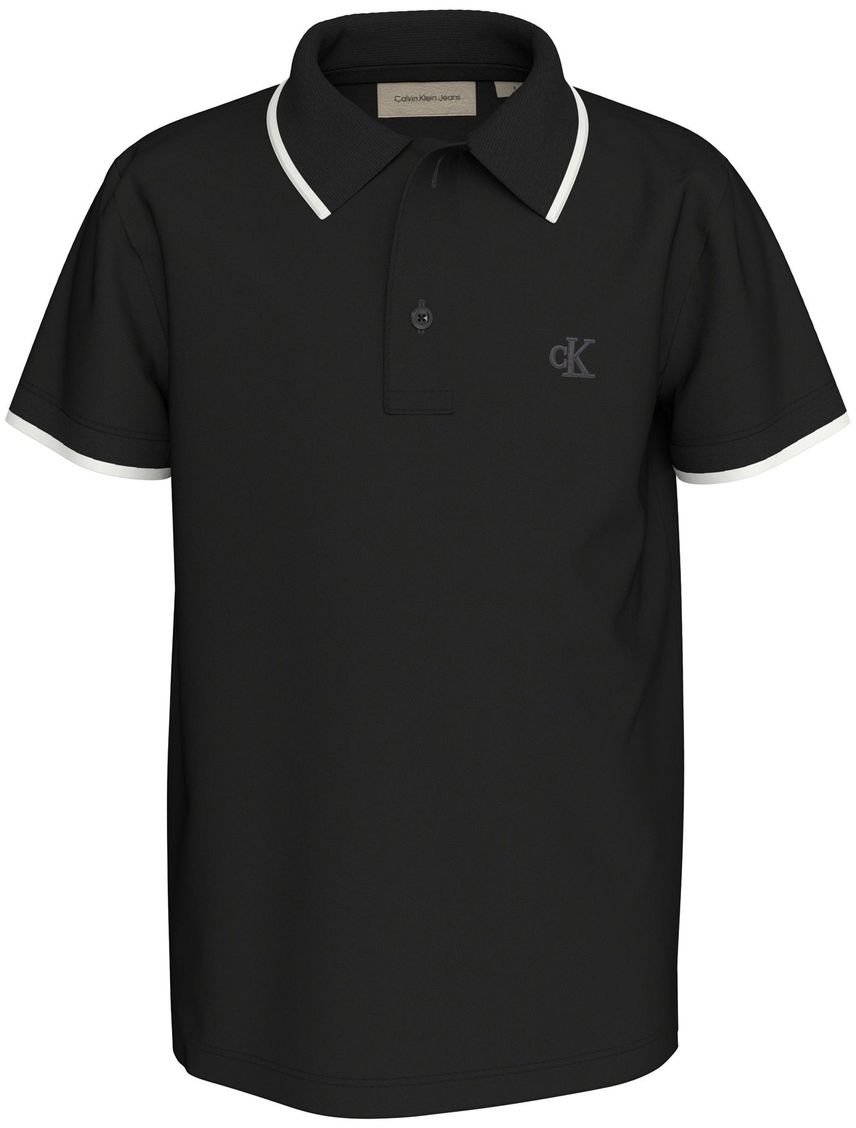Polo negro con detalle en bordes para niño