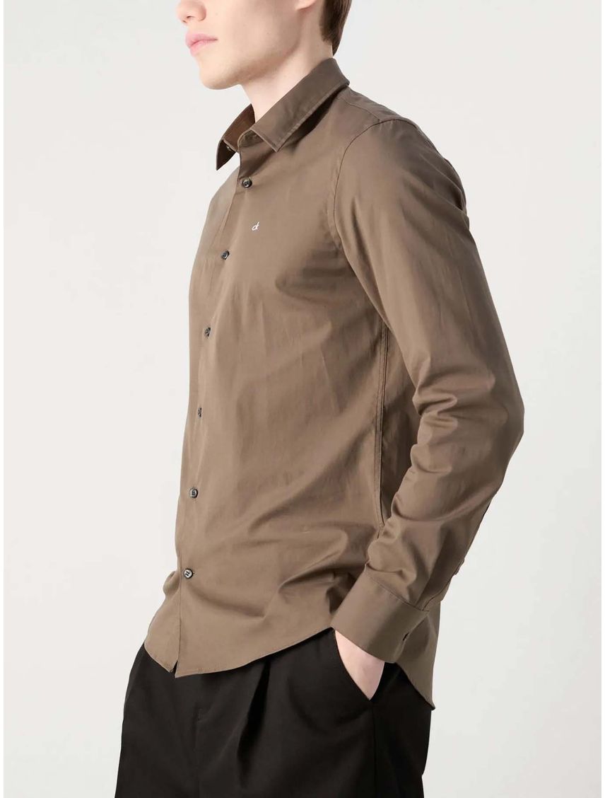 Camisa verde slim de popelín elástico