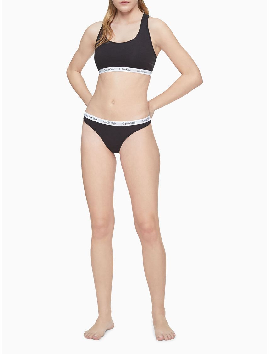 Panties Negro Algodón Tanga Mujer Calvin Klein