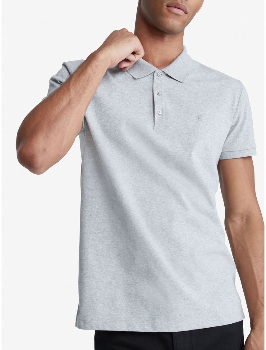 Polo Gris Slim Solid Para Hombre