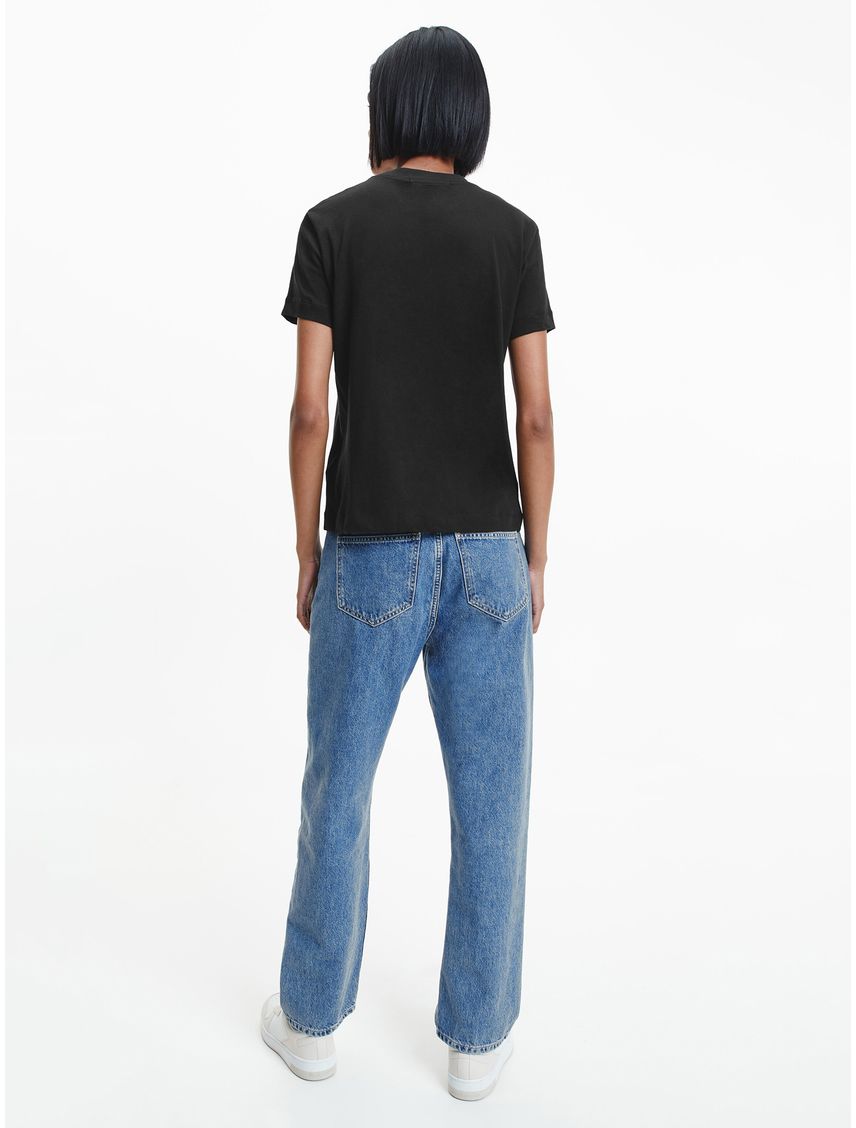 Camiseta negra regular fit con monograma