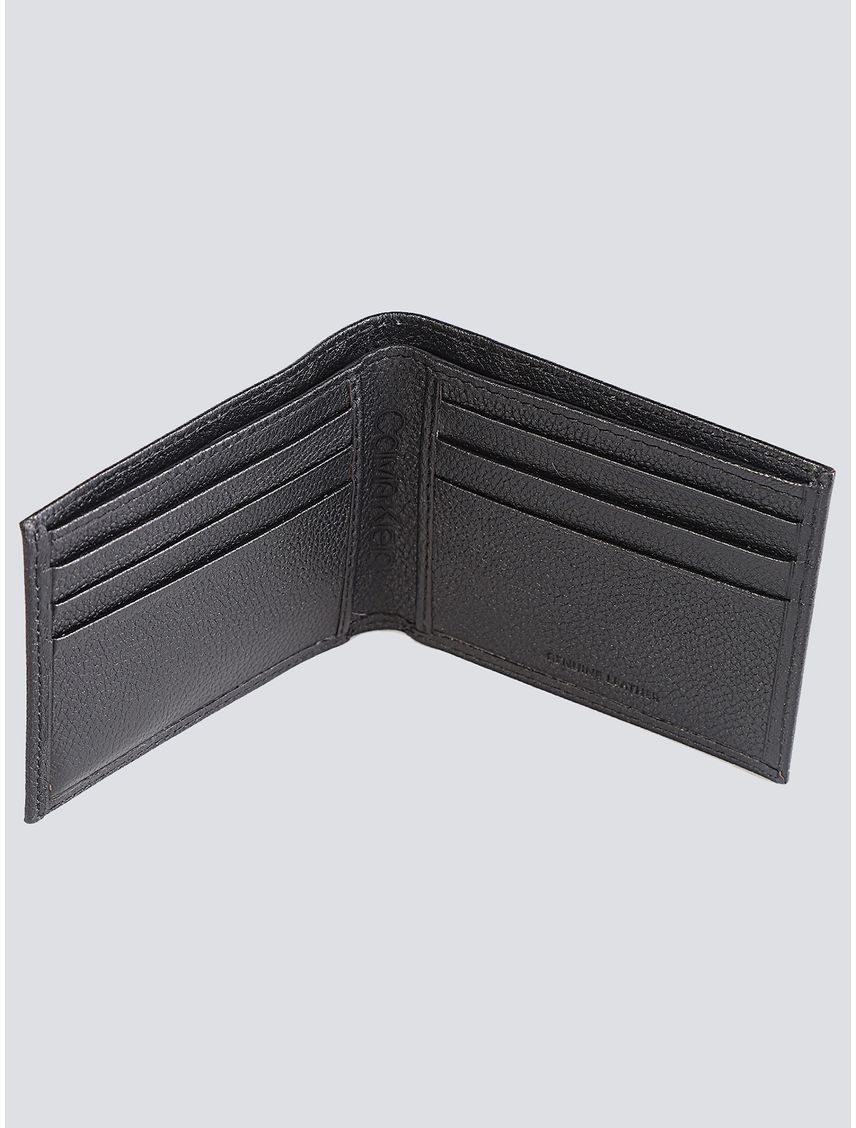 Billetera negra plegable con placa esmaltada