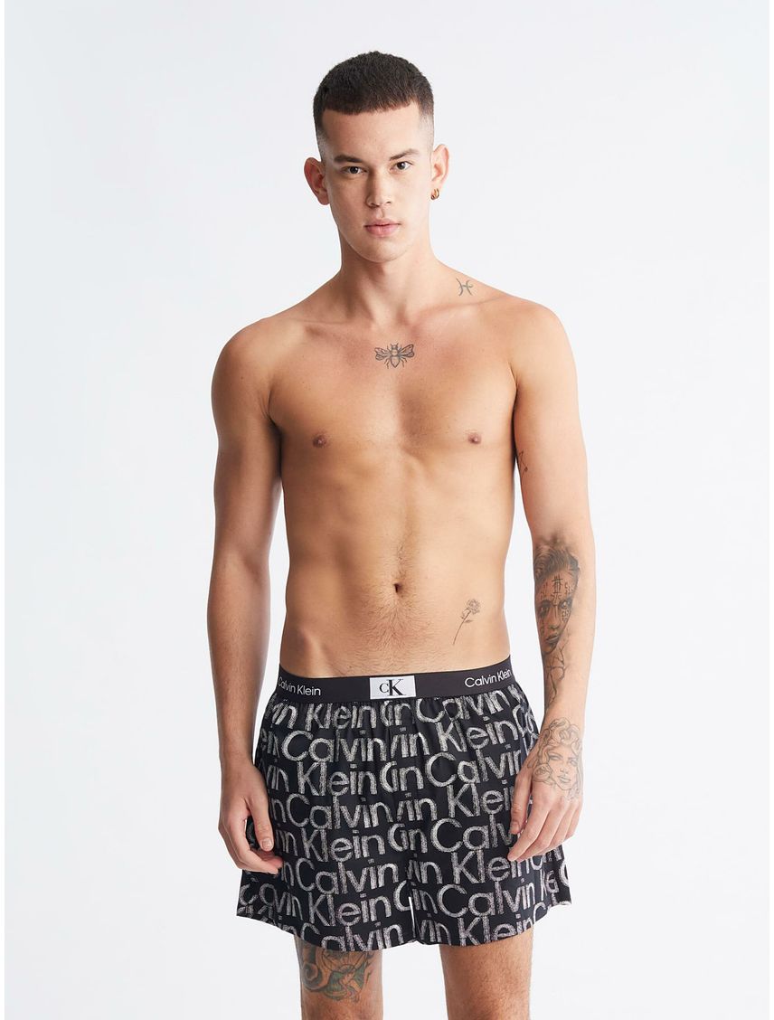 Bóxer Negro De Algodón Con Estampado