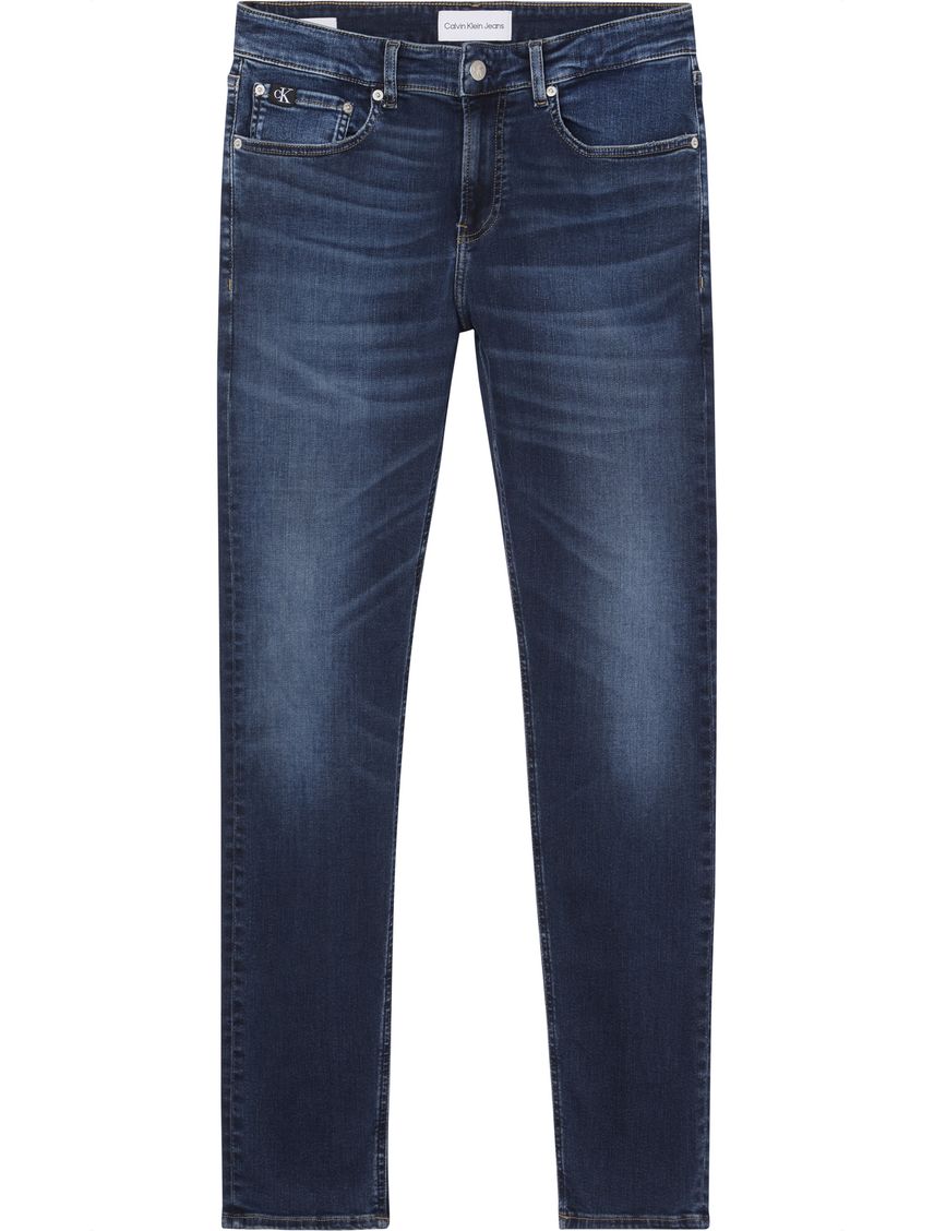 Jeans azul de corte skinny con logo