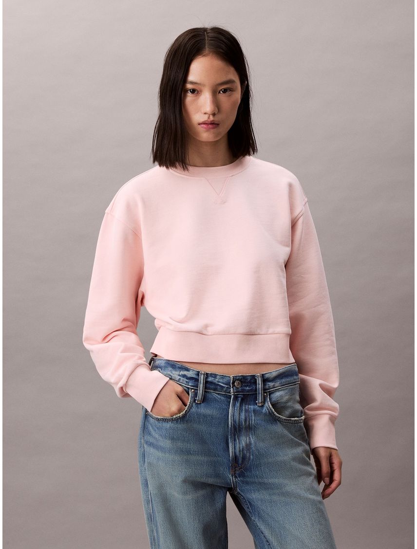 Saco rosa cropped con logo en insignia