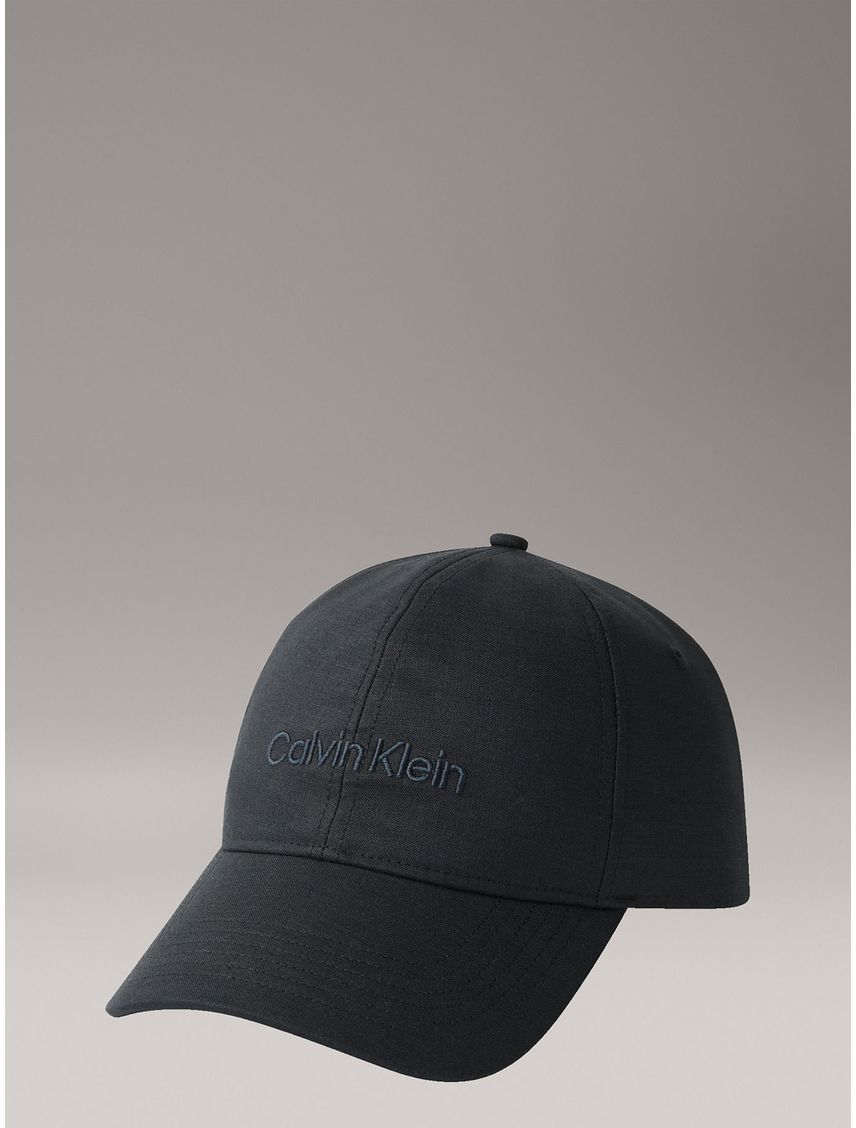 Gorra negra de lino con logo