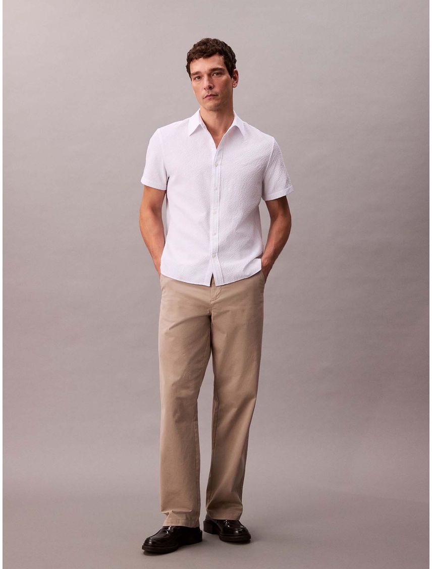 Camisa blanca classic de tejido arrugado