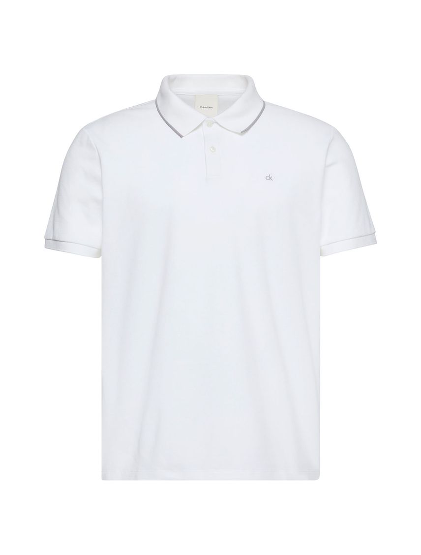 Polo blanco de manga corta en tejido piqué