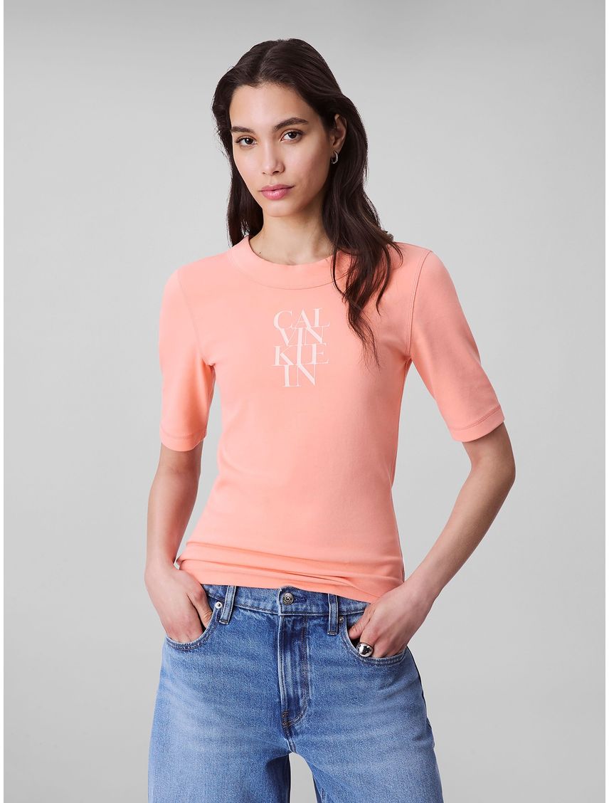 Camiseta beige de algodón con logotipo