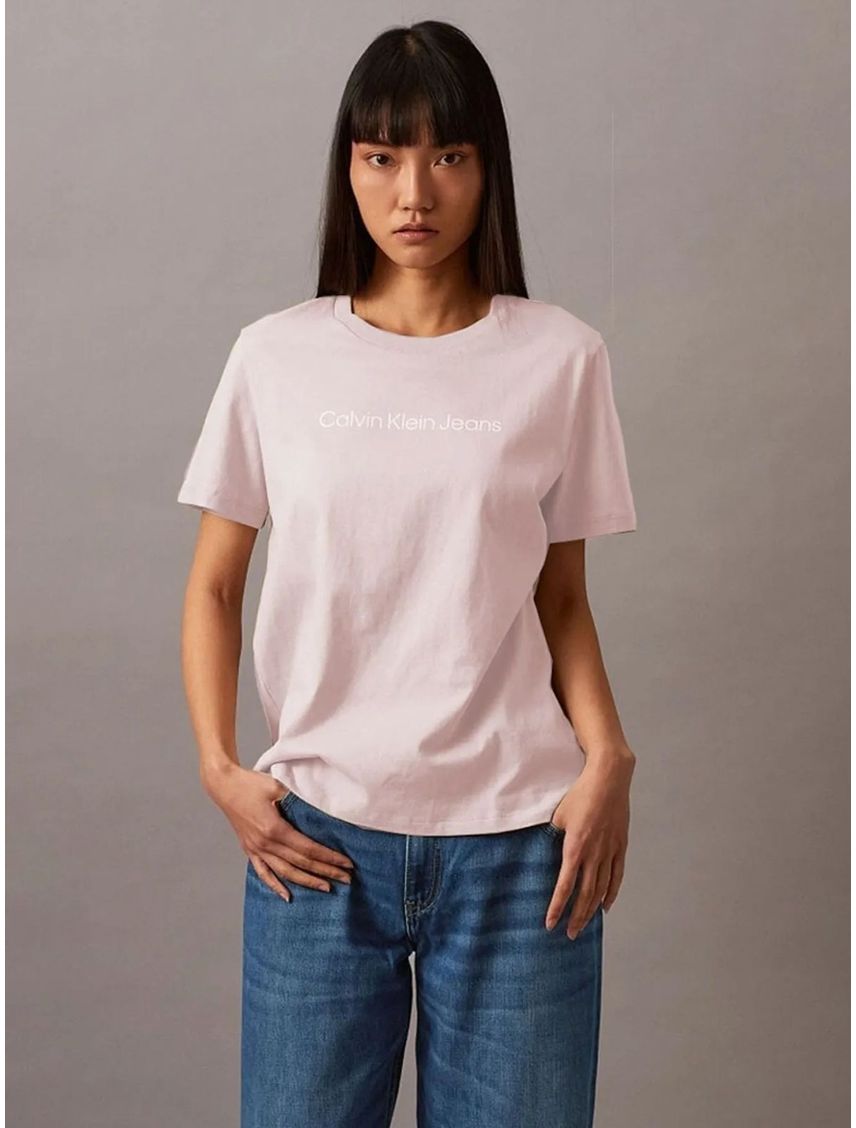 Camiseta Rosa con Logotipo Estampado