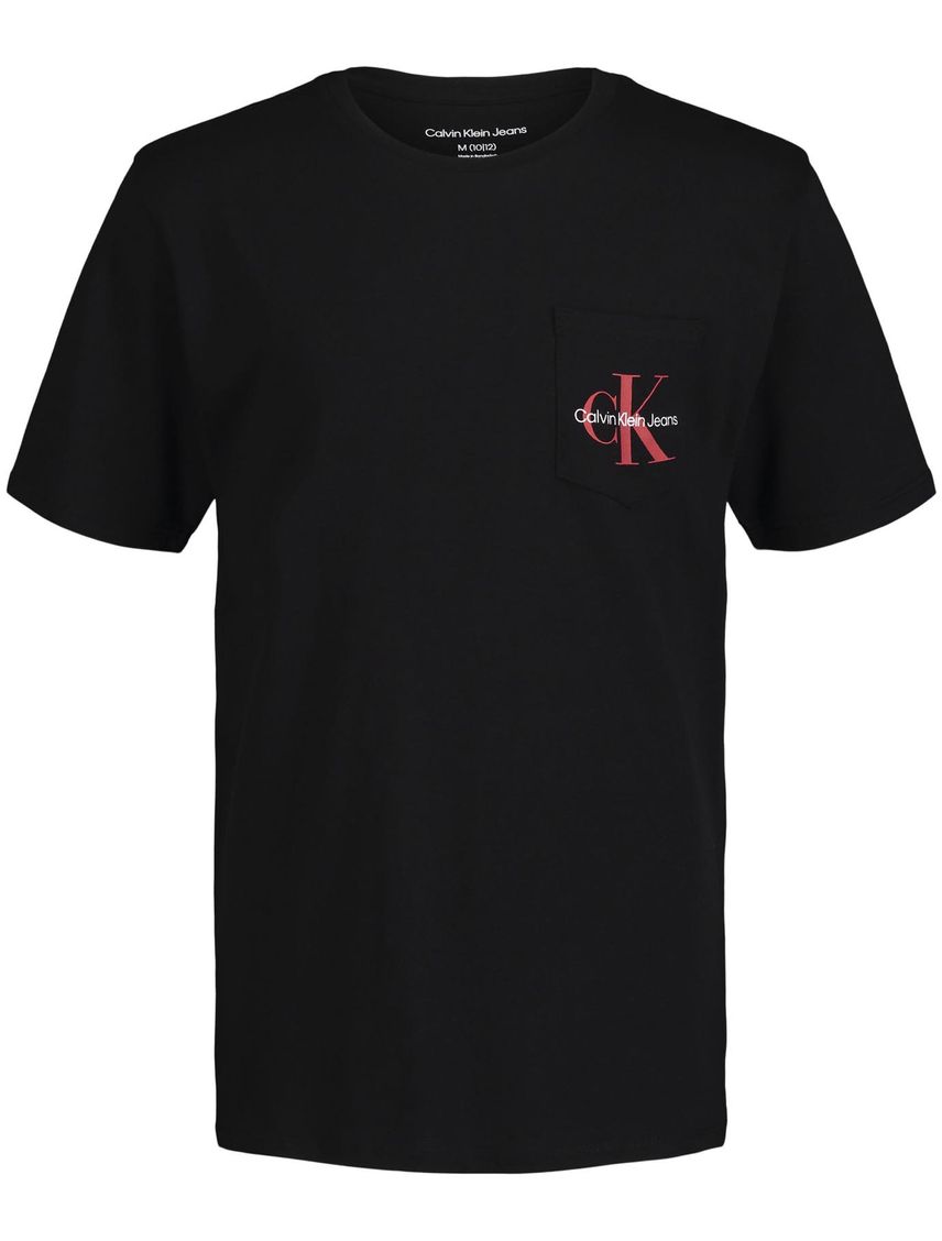 Camiseta negra con bolsillo y logotipo