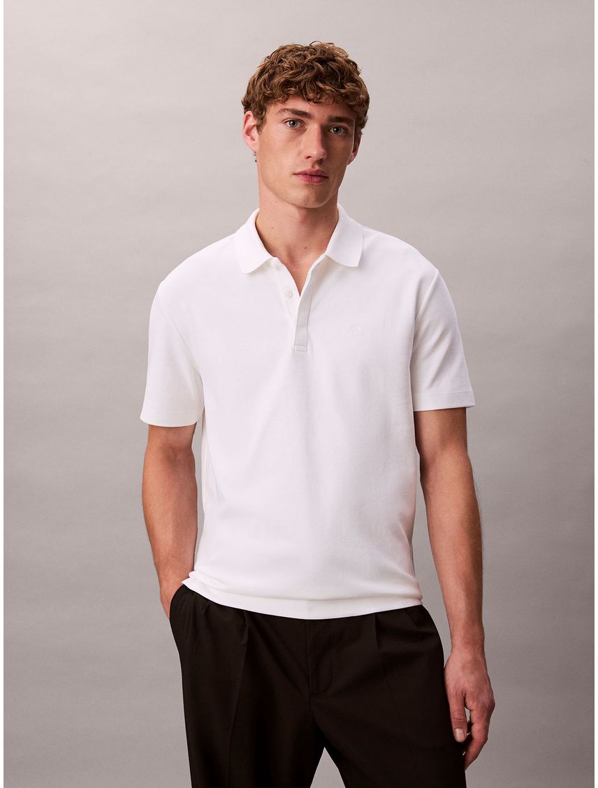 Polo blanco de algodón interlock
