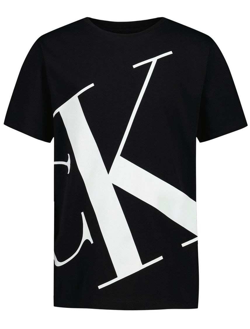 Camiseta negra de manga corta con logo CK grande