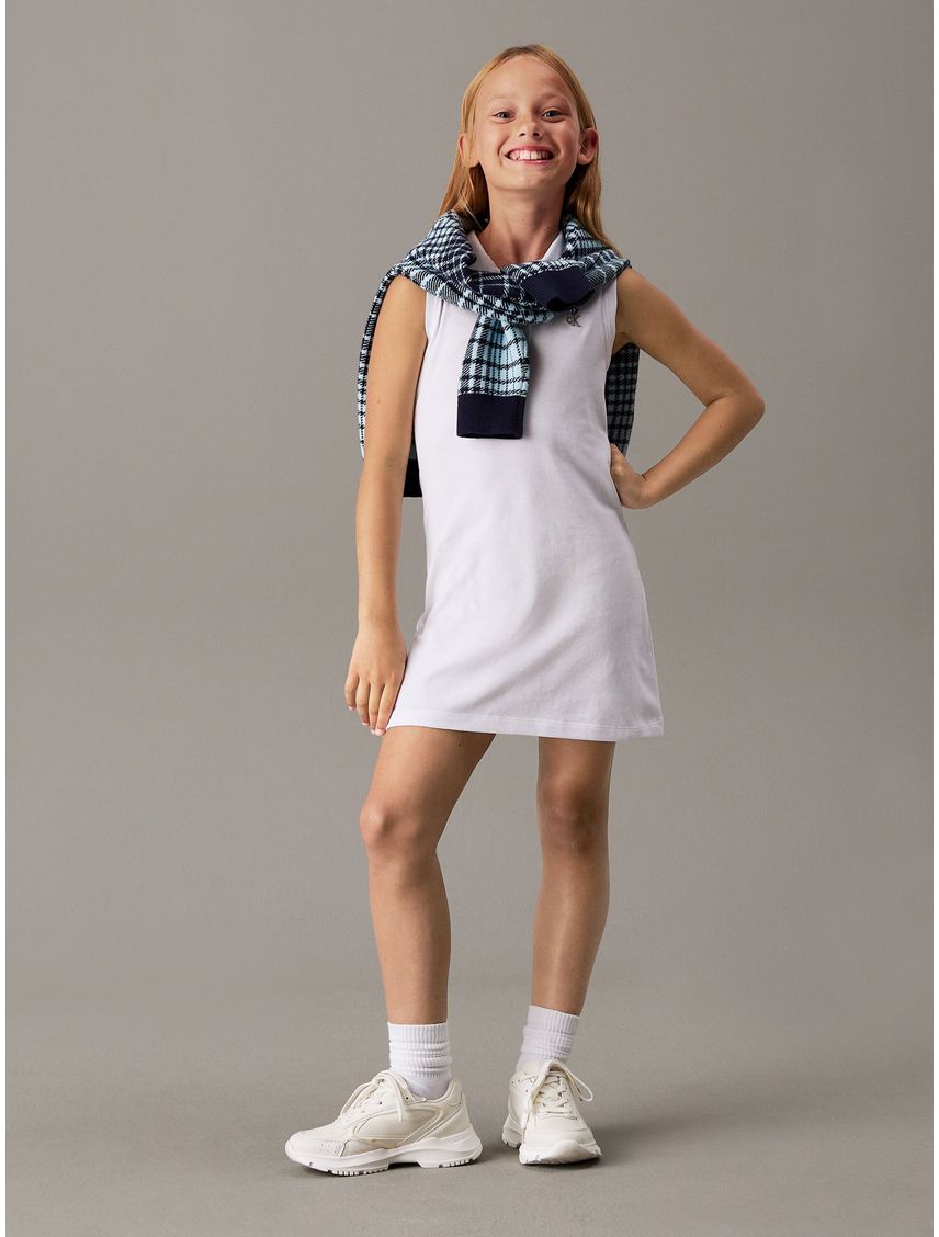 Vestido blanco polo suelto sin mangas