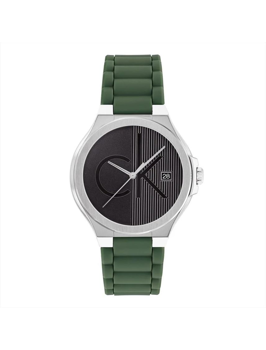 Reloj para hombre con correa de silicona verde