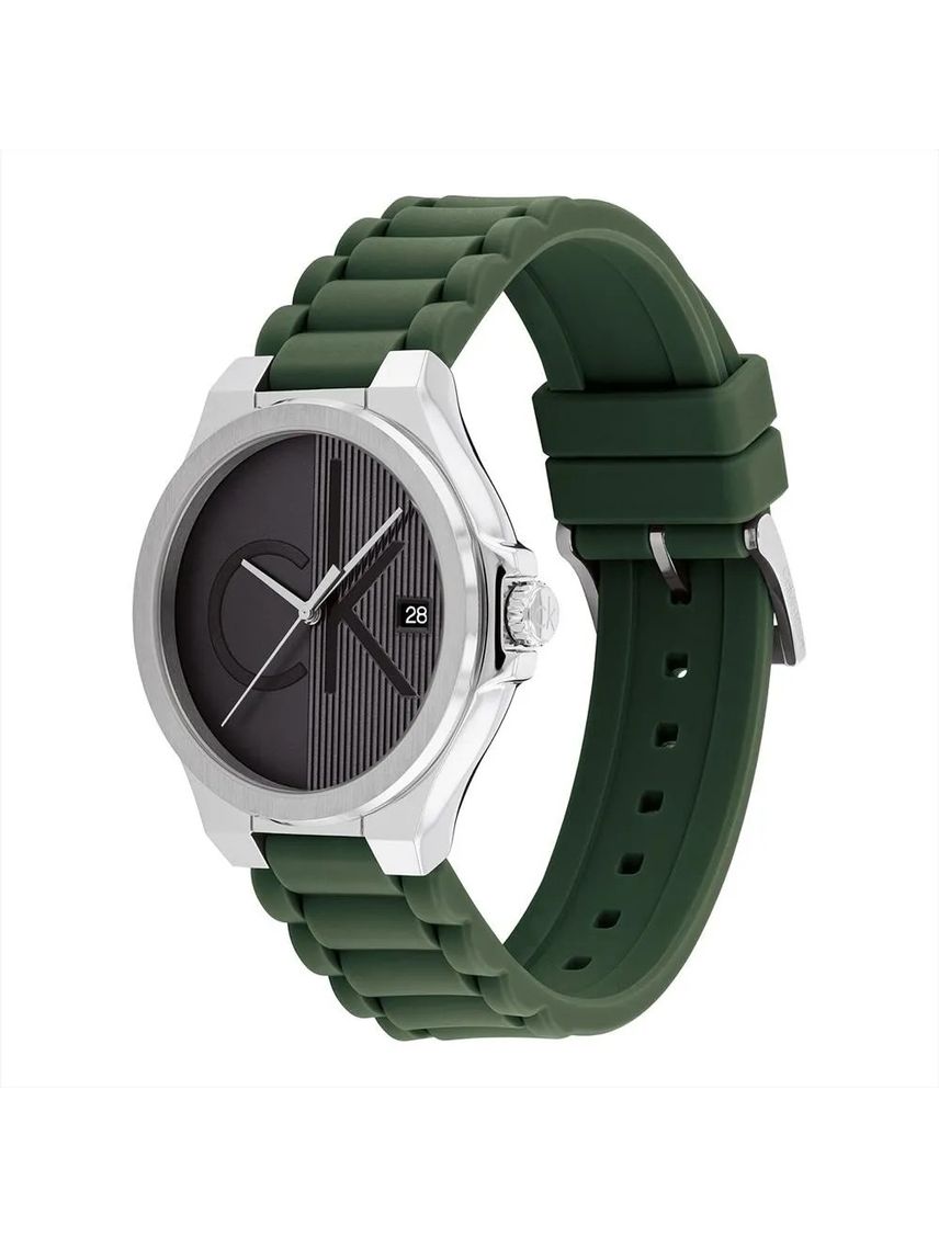 Reloj para hombre con correa de silicona verde